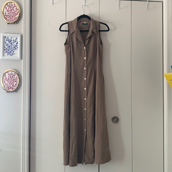 J. Crew Dresses & Skirts - Vintage Tan Silk J. Crew Midi Dress Size 8